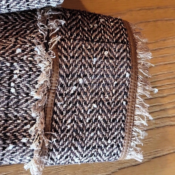 Vintage Doncaster Brown Tweed Leather Trim Fringe Blazer - Picture 4 of 8